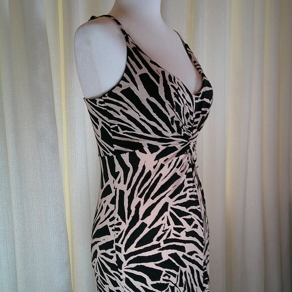 H&M Zebra Print Twist-Front Slip Dress – Black & Blush Size S - Picture 5 of 8